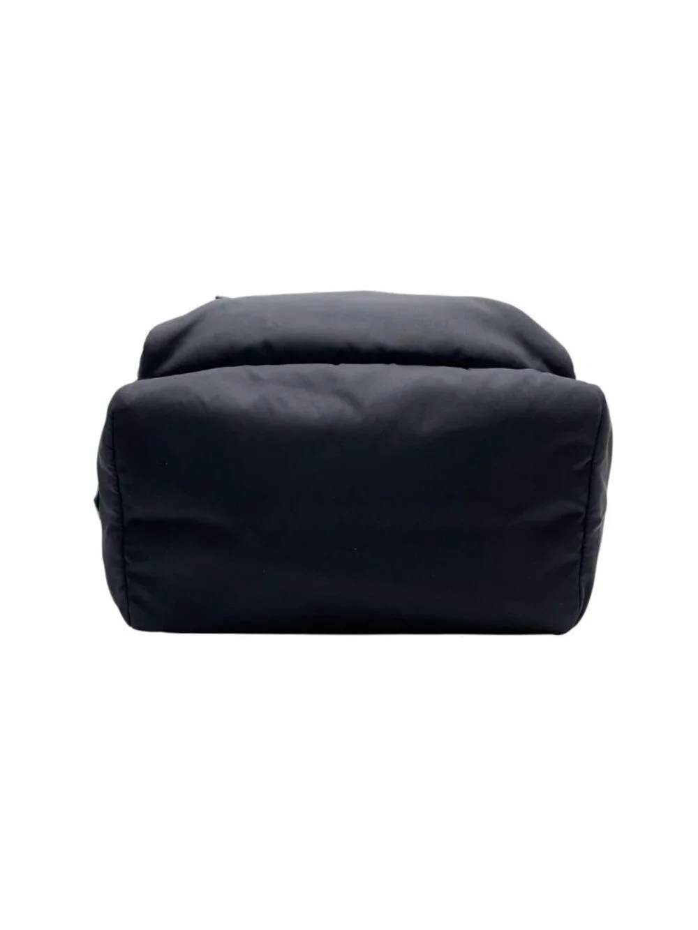 Prada Nylon Leather Triangle Plate Logo Backpack Black